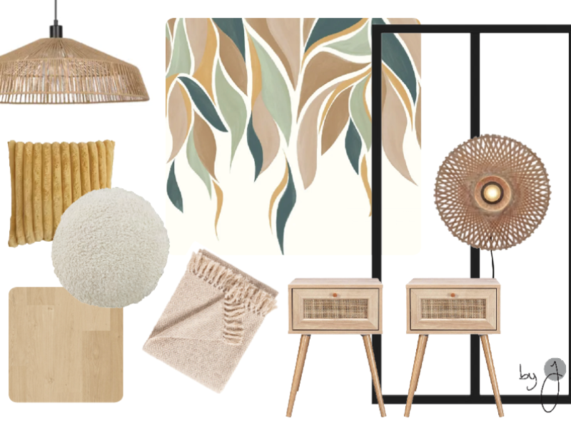 moodboard conseils accompagnement décoration créations d'univers papier peint sur mesure design by j déco rennes Gévezé